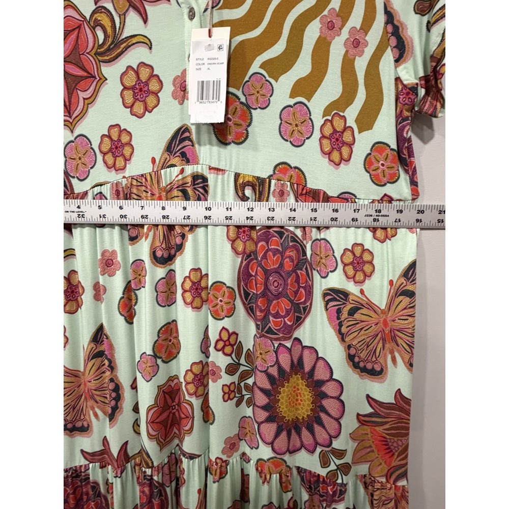 Johnny Was NWT Woman's Xl Endora Scarf Print‎ Midi Dress Geometric Sunburst Boho - Picture 6 of 12